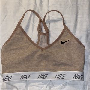 NIKE tan spaghetti strap sports bra